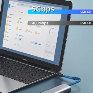 CABLETIME USB hub CT-HUBP4, 4x θυρών, 5Gbps, USB-C σύνδεση, γκρι 4 USB-C σύνδεση