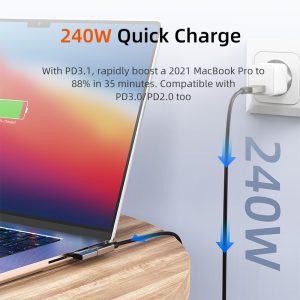 CABLETIME αντάπτορας USB-C CT-OTG41-AG, γωνιακός, USB4, 240W, 40Gbps, 8K, γκρι 3 USB4