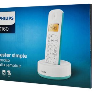 PHILIPS ασύρματο τηλέφωνο D1601T-34, με ελληνικό μενού, λευκό-πράσινο 3 λευκό-πράσινο