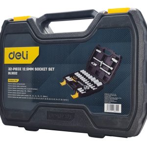 DELI σετ καστάνια με καρυδάκια DL1032, με θήκη, 1/2", Cr-V, 32τμχ 3 1/2"