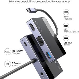 ORICO docking station DM-5P, 5 θυρών, USB-C σύνδεση, 100W PD, 4K, μαύρο 3 USB-C σύνδεση