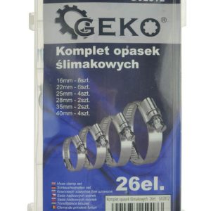 GEKO σετ μεταλλικοί σφιγκτήρες λάστιχων G02812, διάφορα μεγέθη, 26τμχ 2 διάφορα μεγέθη