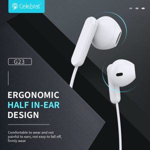 CELEBRAT earphones με μικρόφωνο G23, 3.5mm σύνδεση, Φ14mm, 1.2m, λευκά 3 Φ14mm