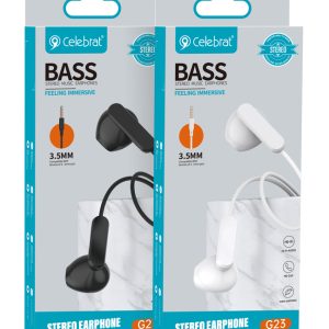 CELEBRAT earphones με μικρόφωνο G23, 3.5mm σύνδεση, Φ14mm, 1.2m, λευκά 4 1.2m