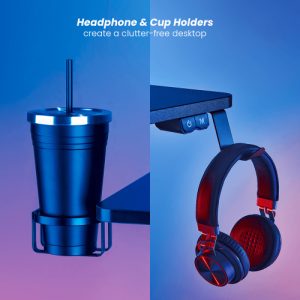 BRATECK gaming γραφείο GMD11-3, ρυθμιζόμενο ύψος, 136x60cm, RGB, μαύρο 4 RGB