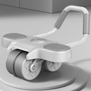 Ρόδα κοιλιακών GYM-0026 με ματ & χρονόμετρο, αντιολισθητικές λαβές, γκρι 3 γκρι