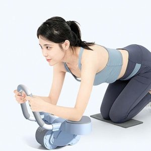 Ρόδα κοιλιακών GYM-0026 με ματ & χρονόμετρο, αντιολισθητικές λαβές, γκρι 2 αντιολισθητικές λαβές