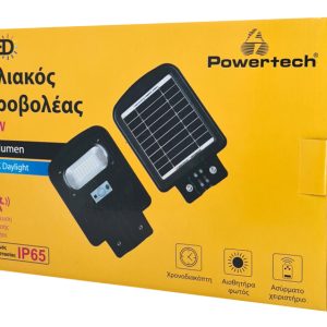 POWERTECH LED ηλιακός προβολέας HLL-0126, χειριστήριο, PIR, 50W, 5000mAh 3 PIR