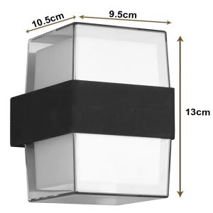 POWERTECH LED φωτιστικό τοίχου HLL-0159, 14W, 4000K, 1120lm, IP65, μαύρο 4 1120lm