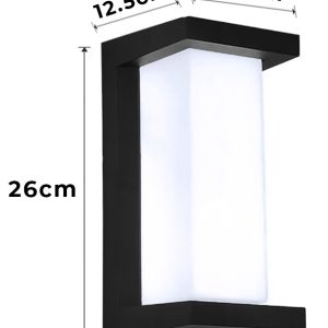 POWERTECH LED φωτιστικό τοίχου HLL-0166, 12W, 4000K, 960lm, IP65, μεταλλικό, μαύρο 3 4000K