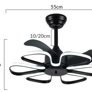 POWERTECH ανεμιστήρας οροφής HLL-0174 με LED φως, 96W, Φ55x35cm, μαύρος 4 μαύρος