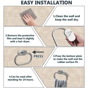 Κρεμάστρα τοίχου HUH-0114 για μπάνιο, μεταλλική, 20.5cm, ασημί 4 ασημί