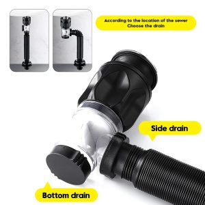 Εύκαμπτο σιφώνι νιπτήρα HUH-0139, μπάνιου/κουζίνας, Φ32mm, λευκό 4 λευκό