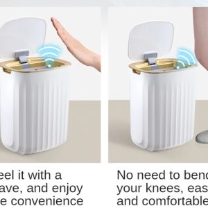 Κάδος απορριμμάτων HUH-0147, με φωτοκύτταρο & αυτόματο άνοιγμα, 12lt, λευκός 3 12lt