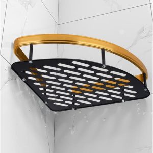 HOME USE γωνιακό ράφι τοίχου HUH-0157, αλουμινίου, 28x5.5x21cm, χρυσό 4 χρυσό