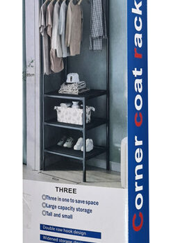 HOME USE κρεμάστρα δαπέδου HUH-0165, μεταλλική, γωνιακή, 40x188cm, μαύρη 3 γωνιακή