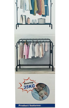 HOME USE κρεμάστρα δαπέδου HUH-0179, μεταλλική, 110x40x150cm, μαύρη 3 110x40x150cm