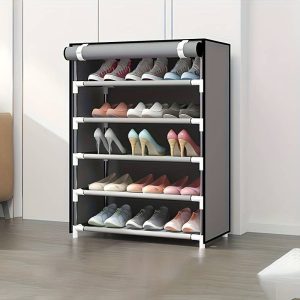 HOME USE υφασμάτινη παπουτσοθήκη HUH-0180 με 5 ράφια, 60x30x90cm, γκρι 2 60x30x90cm