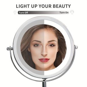 HOME USE επιτραπέζιος καθρέφτης HUH-0185 με LED φως, 1x/5x zoom, ασημί 3 ασημί