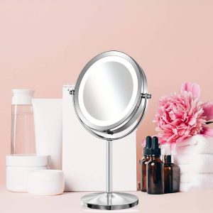 HOME USE επιτραπέζιος καθρέφτης HUH-0185 με LED φως, 1x/5x zoom, ασημί 4 HUH 0185 3