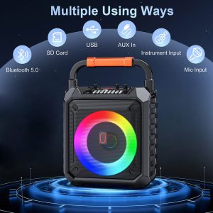 JYX φορητό ηχείο T17-T με 2x μικρόφωνα, 15W, 3000mah, LED, μαύρο 2 15W