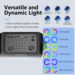 JYX φορητό ηχείο T19-T με 2x μικρόφωνα, 18W, 3000mah, LED, μαύρο 2 18W