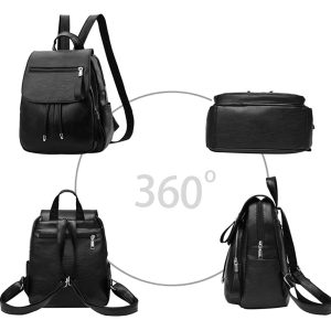 ROXXANI γυναικεία τσάντα πλάτης LBAG-0018, μαύρη 3 LBAG 0018 2