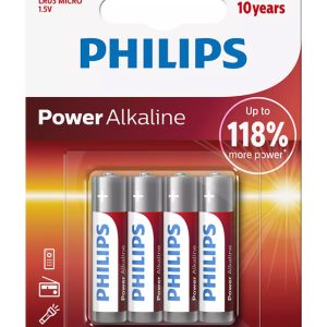 PHILIPS Power αλκαλικές μπαταρίες LR03P4B/5, AAA LR03 1.5V, 4τμχ