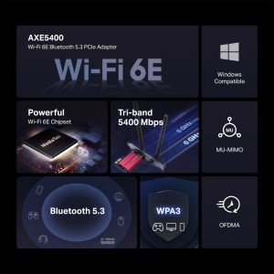 MERCUSYS κάρτα δικτύου MA86XE, AXE5400, Wi-Fi 6E, Bluetooth, PCIe, V.2.0 3 Wi-Fi 6E