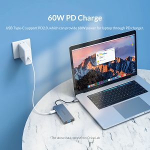 ORICO docking station MC-U501P, 5 θυρών, USB-C σύνδεση, 60W PD, 4K, γκρι 4 60W PD