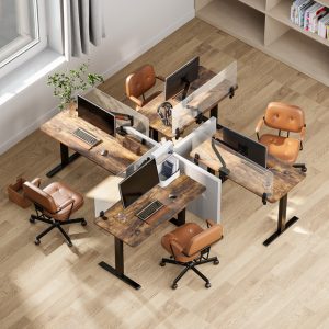 BRATECK γραφείο N12-22RE-B με ρυθμιζόμενο ύψος, 120x60x72~114cm, μαύρο/καφέ ξύλινο 2 120x60x72~114cm