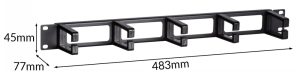POWERTECH cable management NETW-0031 για rack 19"/1U, 5x γάντζοι, μαύρο 2 5x γάντζοι
