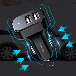 USAMS φορτιστής αυτοκινήτου C13 & καλώδιο 3 σε 1, 2x USB, 2.1A, μαύρο 3 2.1A