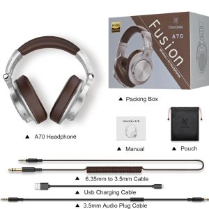 ONEODIO headphones Fusion A70, ενσύρματα/ασύρματα, Hi-Res, 40mm, ασημί 3 Hi-Res