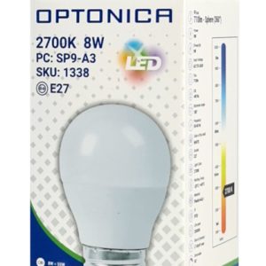 OPTONICA LED λάμπα G45 1338, 8W, 2700K, 710lm, E27 3 2700K