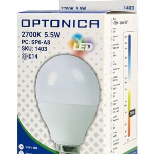 OPTONICA LED λάμπα G45 1403, 5.5W, 2700K, 450lm, E14 3 2700K