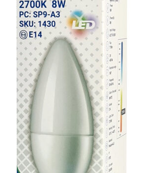 OPTONICA LED λάμπα candle C37 1430, 8W, 2700K, 710lm, E14 3 2700K