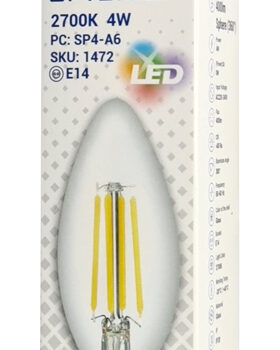 OPTONICA LED λάμπα candle C35 1472, Filament, 4W, 2700K, 400lm, E14 3 4W