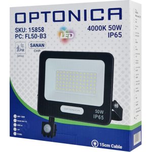 OPTONICA LED προβολέας 15858 με αισθητήρα κίνησης, 50W, 4000K, IP65 3 4000K