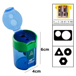 MP ξύστρα μολυβιών με κάδο PA834, 4x6cm, μπλε ή πράσινο, 1τμχ 2 4x6cm