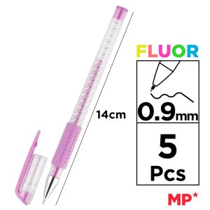 MP σετ στυλό fluorescent ballpoint PE124-5, 0.9mm, πολύχρωμα, 5τμχ 2 0.9mm