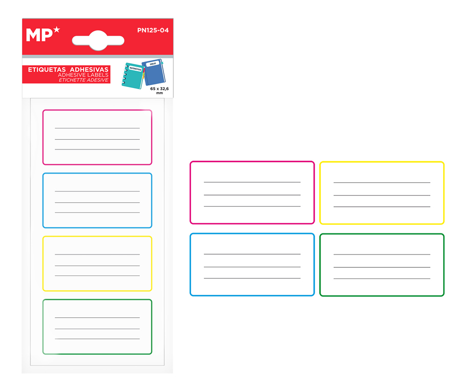 MP αυτοκόλλητες ετικέτες τετραδίων PN125-04 MP αυτοκόλλητες ετικέτες τετραδίων PN125-04