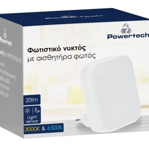 POWERTECH φωτιστικό νυκτός PT-1045 με αισθητήρα φωτός, 3000K/6500K, 20lm 3 20lm