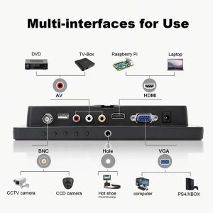 POWERTECH οθόνη LED PT-1108 8" 1024x768, IPS, HDMI/VGA/AV/BNC/USB, μαύρη 2 IPS