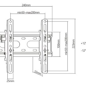 POWERTECH επιτοίχια βάση PT-1126 για τηλεόραση 23-43", έως 45kg 4 PT 1126 3