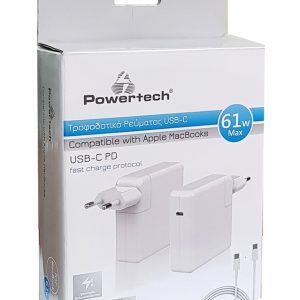 POWERTECH Φορτιστής laptop PT-704 για Apple, USB Type-C PD, 61W, λευκό 3 PT 704 2