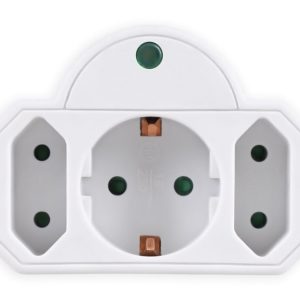 POWERTECH αντάπτορας ρεύματος PT-816, 1x schuko, 2x euro, 16A, λευκός