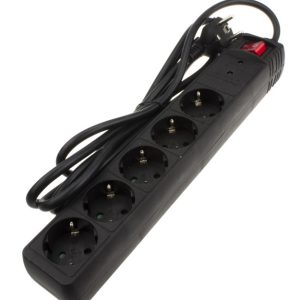 POWERTECH πολύπριζο ασφαλείας PT-883, 5x schuko, 16A, 3m, μαύρο 1 POWERTECH πολύπριζο ασφαλείας PT-883