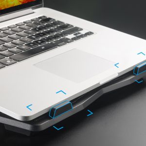 POWERTECH Βάση & ψύξη laptop PT-930, έως 15.6", 2x 125mm fan, LED, μαύρο 4 LED