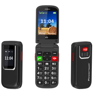 POWERTECH κινητό τηλέφωνο Sentry 4G Flip, 2.8/1.77", dual SIM, πλήκτρο SOS, μαύρο 2 2.8/1.77"